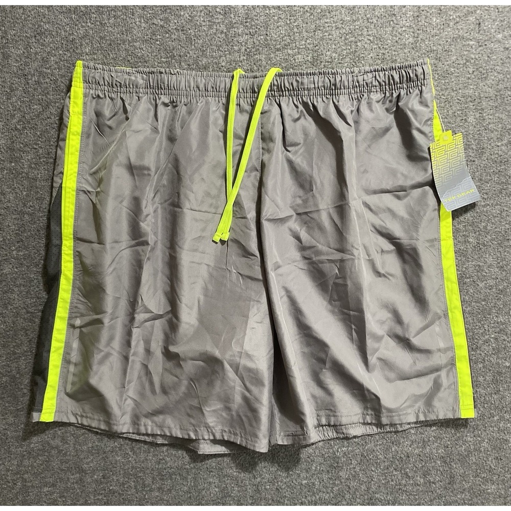 Tek Gear Mens Athletic Shorts Gray Neon Yellow Performance XL NWT